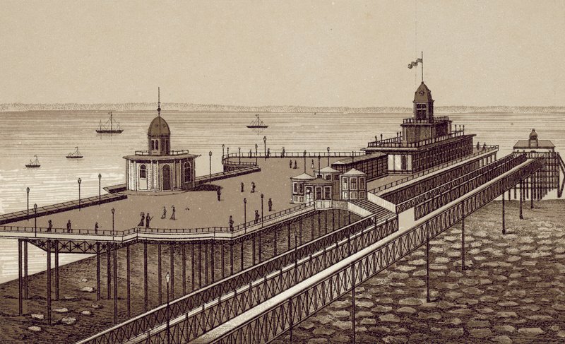 Liverpool: Brighton Pier (litográfia) alkotó: English School