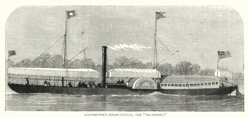 Livingstone Steam-Launch, a "Ma-Robert" (színes metszet) alkotó: English School
