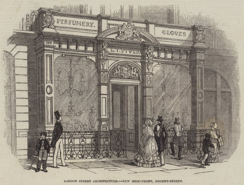 London Street Architecture, New Shop-front, Regent-Street (metszet) alkotó: English School