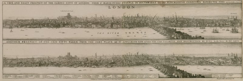 London, a nagy tűzvész előtt és után alkotó: English School