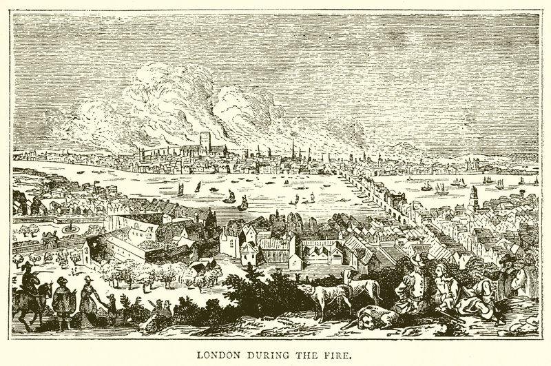 London a tűzvész idején alkotó: English School
