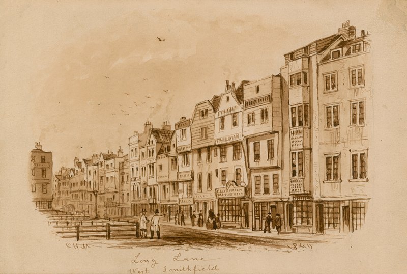 Long Lane, West Smithfield, 1840 (wc papíron) alkotó: English School