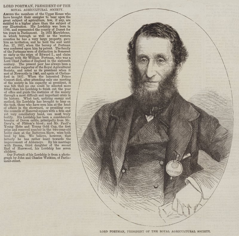 Lord Portman, a Királyi Mezőgazdasági Társaság elnöke (metszet) alkotó: English School