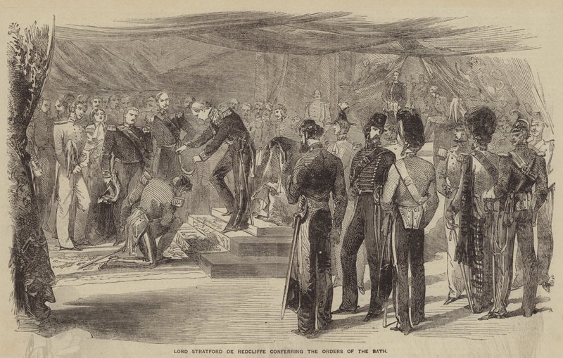 Lord Stratford de Redcliffe átadja a Fürdő Rendjét (metszet) alkotó: English School