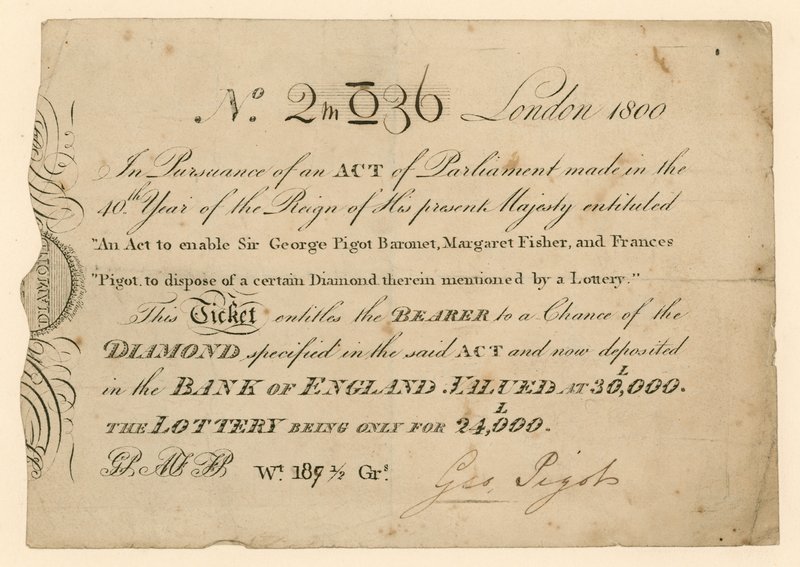 Lottó gyémánt nyerésére, 1800 alkotó: English School
