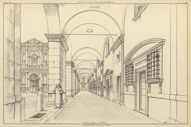 Lower Loggia, Loreto, Olaszország (litho) alkotó: English School