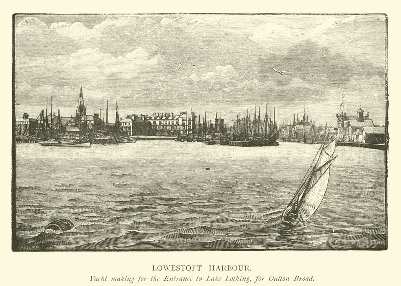 Lowestoft kikötője. Yacht készítés a Lake Lothing bejáratához, Oulton Broad számára alkotó: English School