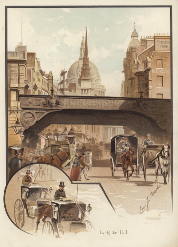 Ludgate Hill, London (chromolitho) alkotó: English School