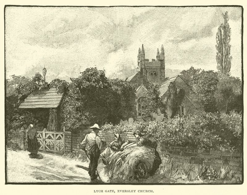 Lych Gate, Eversley templom (metszet) alkotó: English School