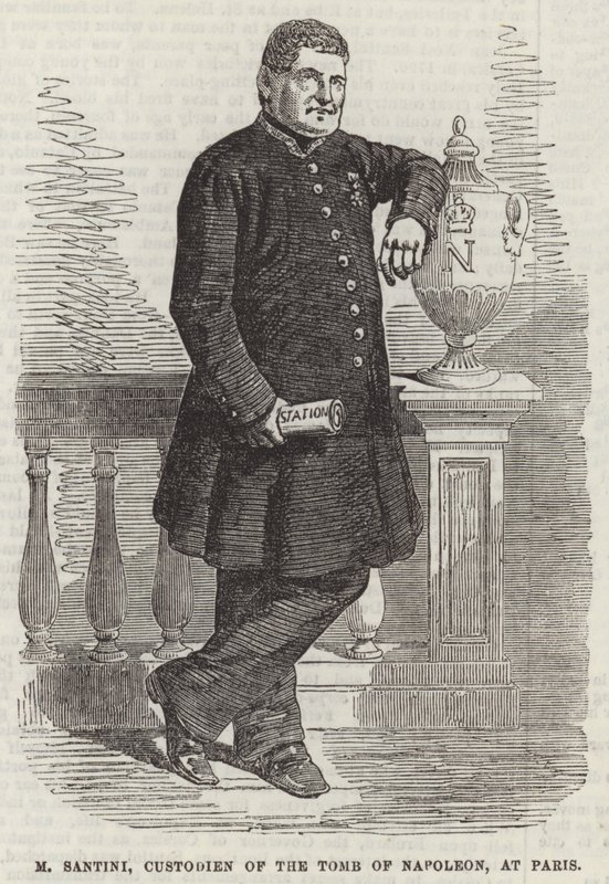 M Santini, Napóleon sírjának őrzője Párizsban (metszet) alkotó: English School