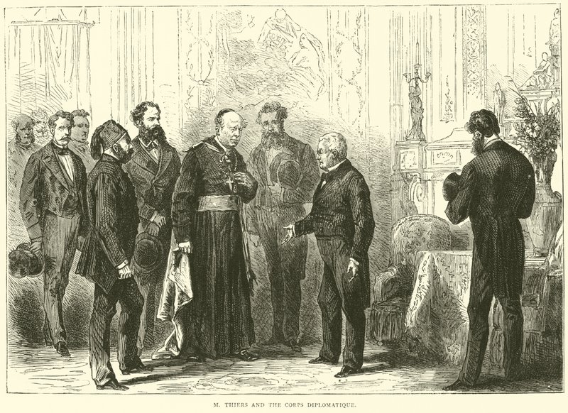 M Thiers és a Diplomáciai Testület, 1871. márc alkotó: English School