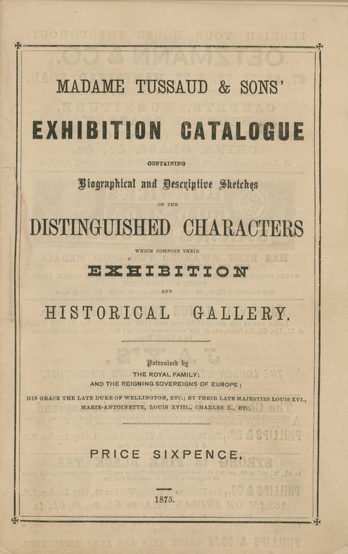 Madame Tussaud & Sons kiállítás katalógusa 1875-re alkotó: English School