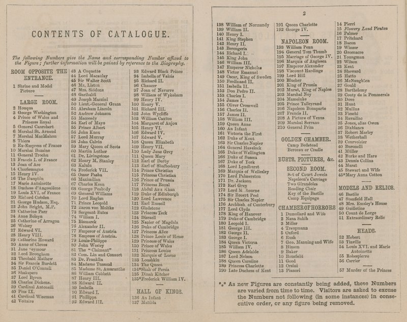 Madame Tussaud & Sons kiállítás katalógusa 1875-re alkotó: English School