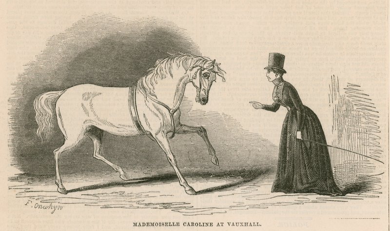 Mademoiselle Caroline a Vauxhall Gardensben, Londonban alkotó: English School