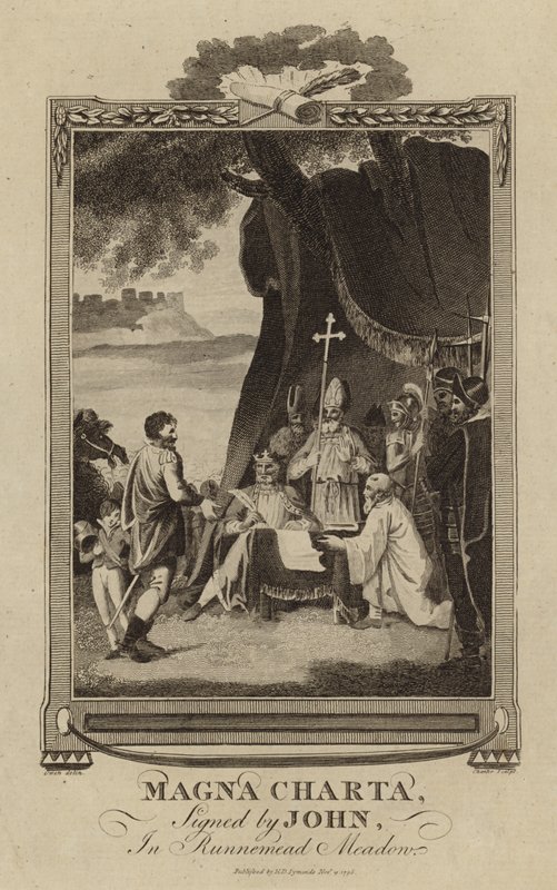 János király által aláírt Magna Carta Runnymede-réten alkotó: English School