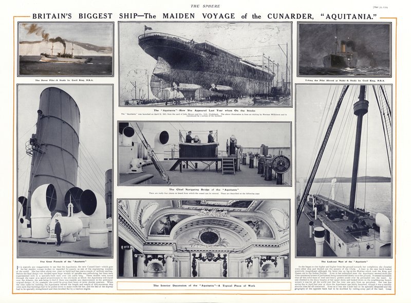 Az Aquitania Cunard vonalhajó első útja, 1914 alkotó: English School