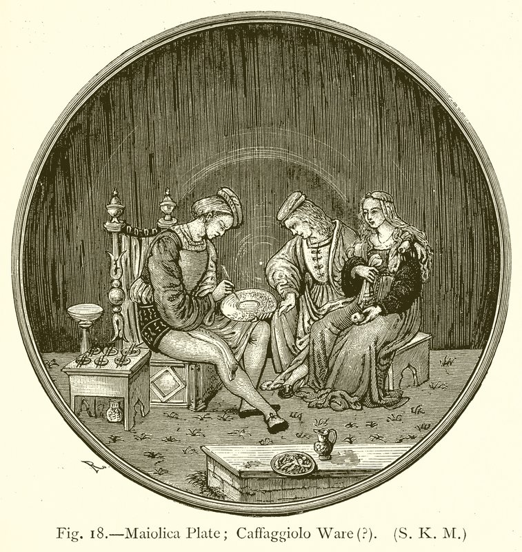 Majolika tányér; Caffaggiolo Ware alkotó: English School