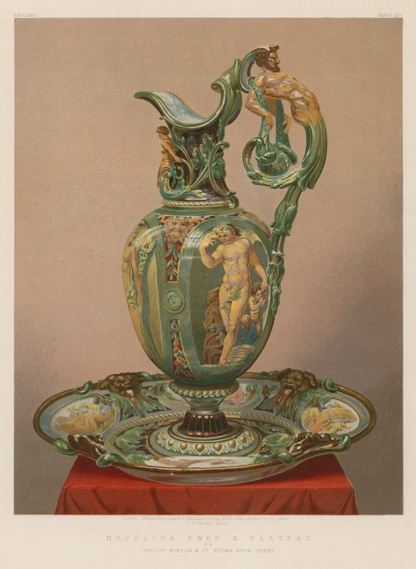 Majolica Ewer and Plateau, Minton és társai, Stoke-upon-Trent alkotó: English School