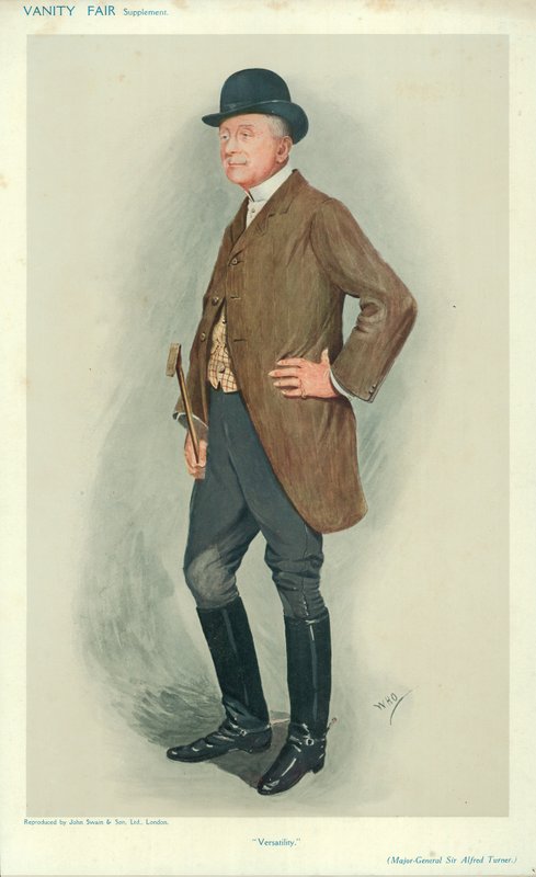 Sir Alfred Turner vezérőrnagy, Sokoldalúság, 1910. június 8., Vanity Fair rajzfilm alkotó: English School