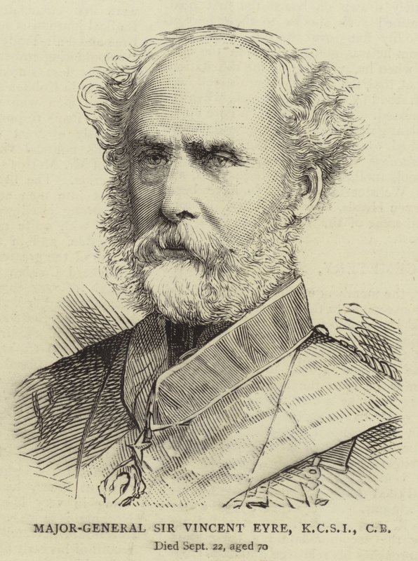 Sir Vincent Eyre vezérőrnagy, KCSI, CB (metszet) alkotó: English School