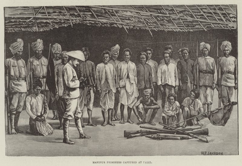 Manipuri foglyokat fogtak el Palelben (metszet) alkotó: English School