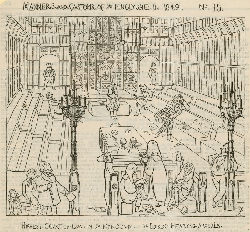 Az angolok modora és szokásai 1849-ben: A Királyság legfelsőbb bírósága, a Lordok fellebbezéseket tárgyalnak alkotó: English School