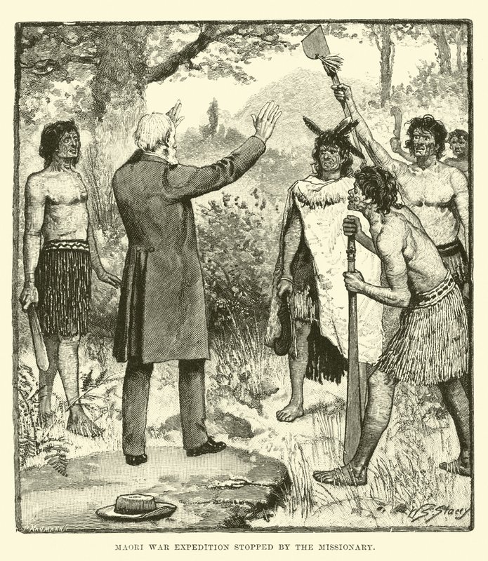 A maori háborús expedíciót megállította a misszionárius alkotó: English School