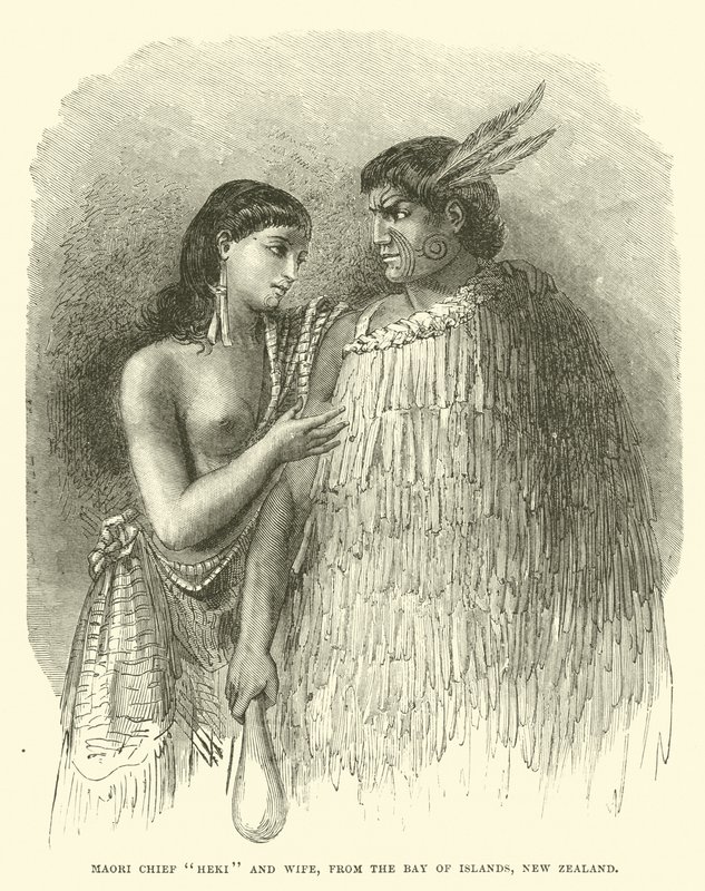 Heki maori főnök és felesége, az új-zélandi Islands-öbölből alkotó: English School