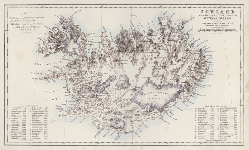Térkép: Gunnlaugsson Trigon felmérése szerint, rajzolta Augustus Petermann (színes litográfia). alkotó: English School