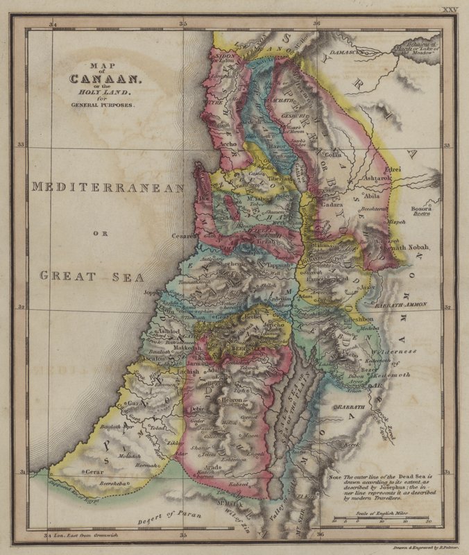 A Szentföld Kánaán térképe általános célokra (színes metszet) alkotó: English School