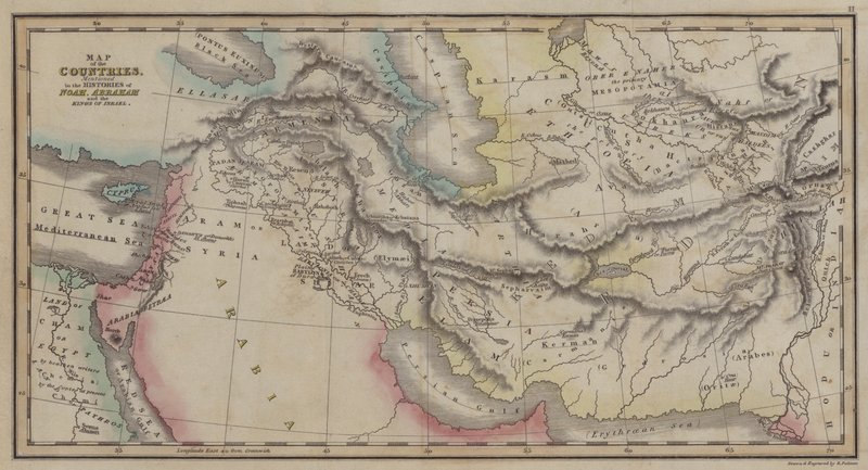 Országtérkép, amely Noé, Ábrahám és Izrael királyai történetében szerepel (színes metszet) alkotó: English School