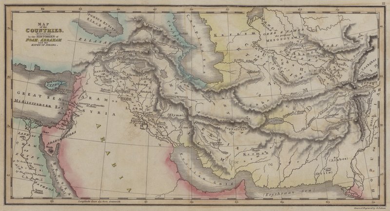 Országtérkép, amely Noé, Ábrahám és Izrael királyai történetében szerepel (színes metszet) alkotó: English School