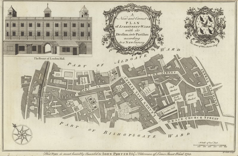 Lime Street Ward térképe, London alkotó: English School