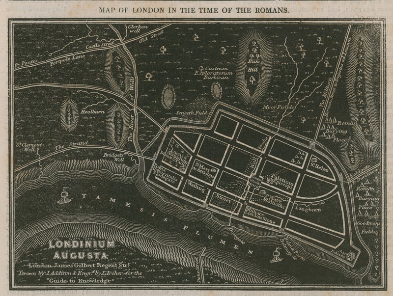 London térképe a rómaiak idejében alkotó: English School