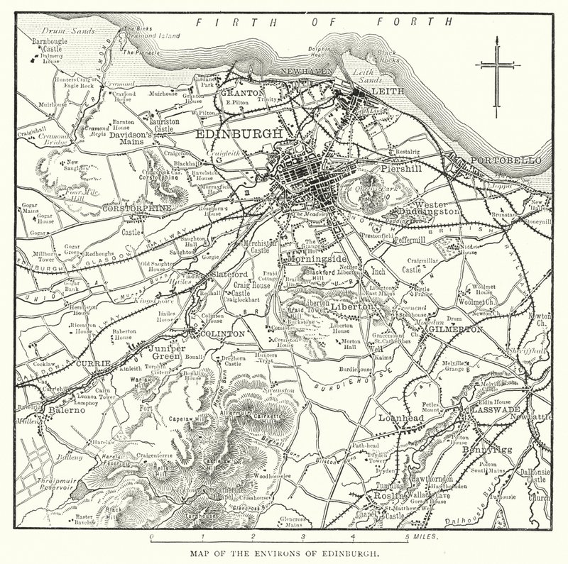 Edinburgh környékének térképe (metszet) alkotó: English School