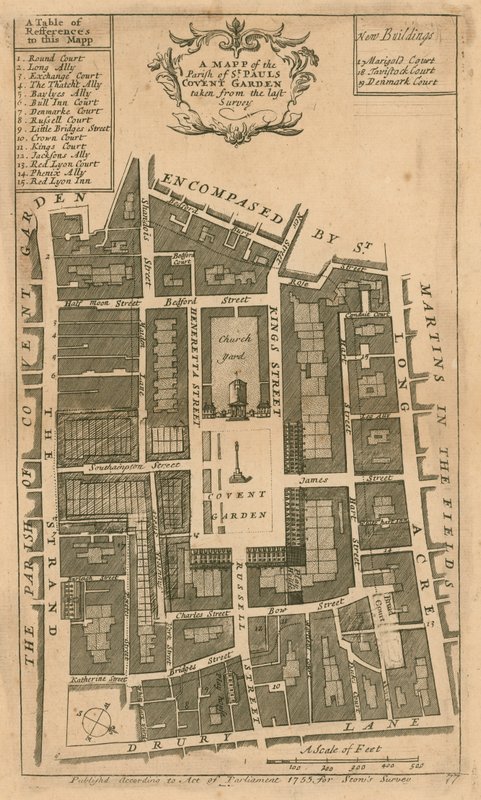 A St Pauls plébánia térképe, Covent Garden, London alkotó: English School