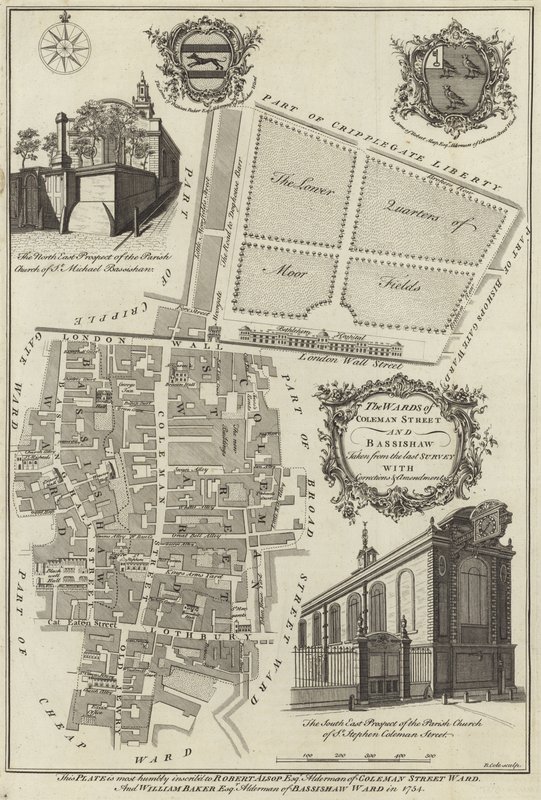 A Coleman Street és a londoni Bassishaw kórtermeinek térképe alkotó: English School