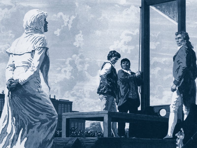 Marie Antoinette a guillotine felé közeledik alkotó: English School