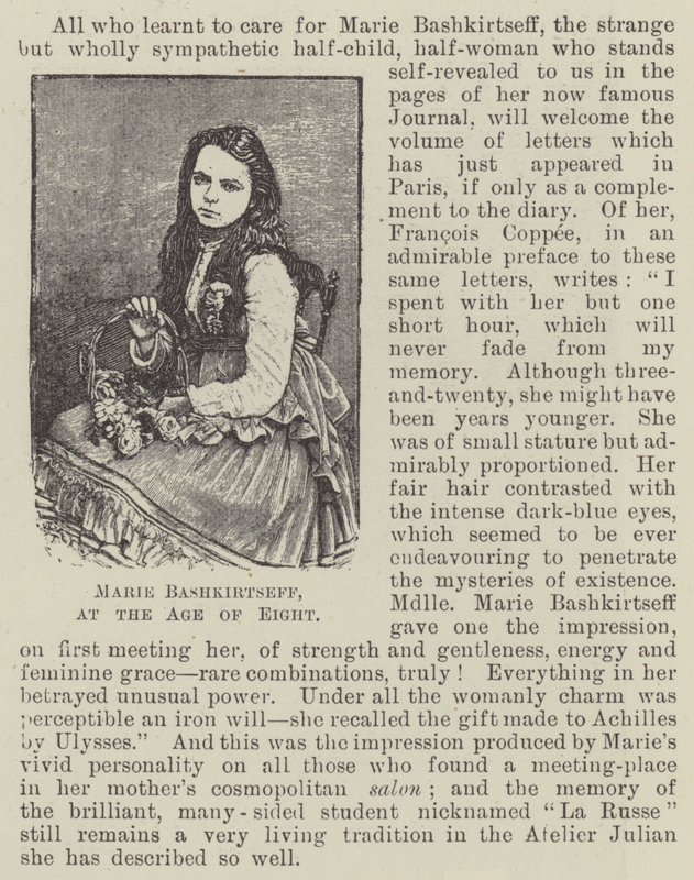 Marie Bashkirtseff, nyolc évesen (metszet) alkotó: English School