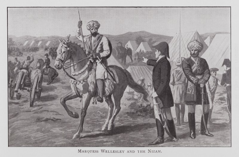 Wellesley marquess és a Nizam (litho) alkotó: English School