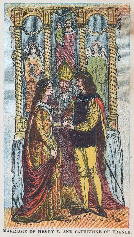 V. Henrik király és Katalin francia király házassága alkotó: English School