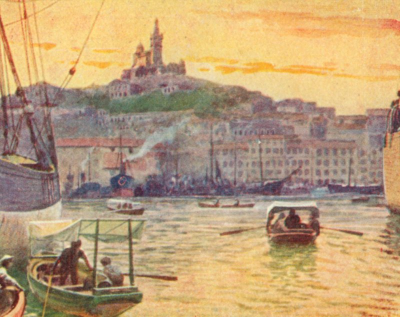 Marseille a kikötőből (színes litográfia) alkotó: English School