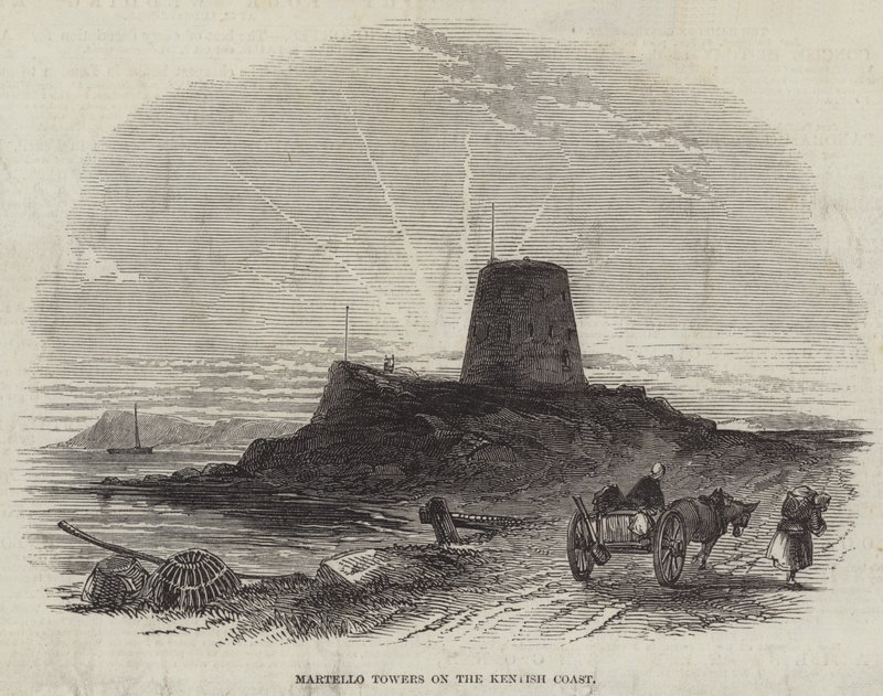 Martello tornyok a Kentish Coaston (metszet) alkotó: English School
