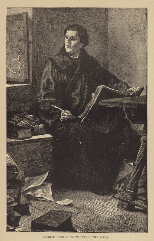 Luther Márton a Bibliát fordítja (metszet) alkotó: English School