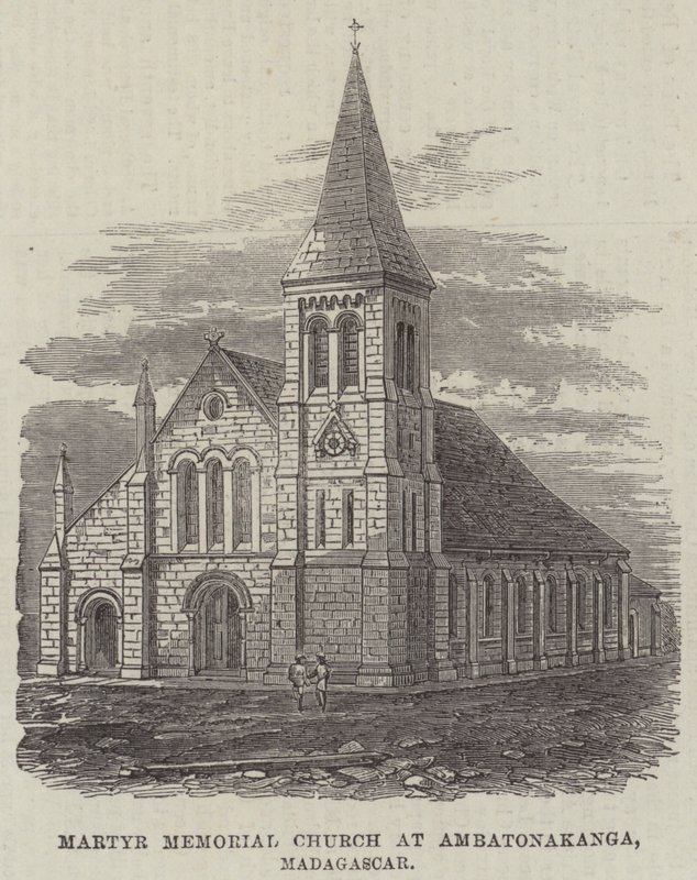 Mártír-emléktemplom Ambatonakangában, Madagaszkáron (metszet) alkotó: English School
