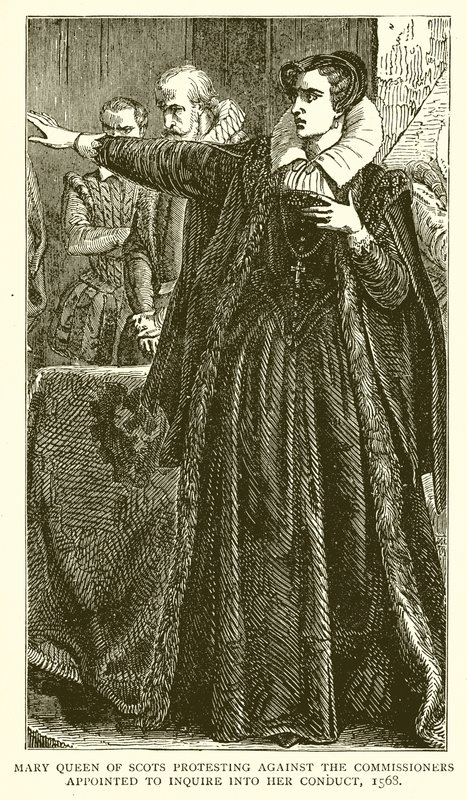 Mária skót királynő tiltakozik a magatartása vizsgálatára kinevezett biztosok ellen, 1568 alkotó: English School