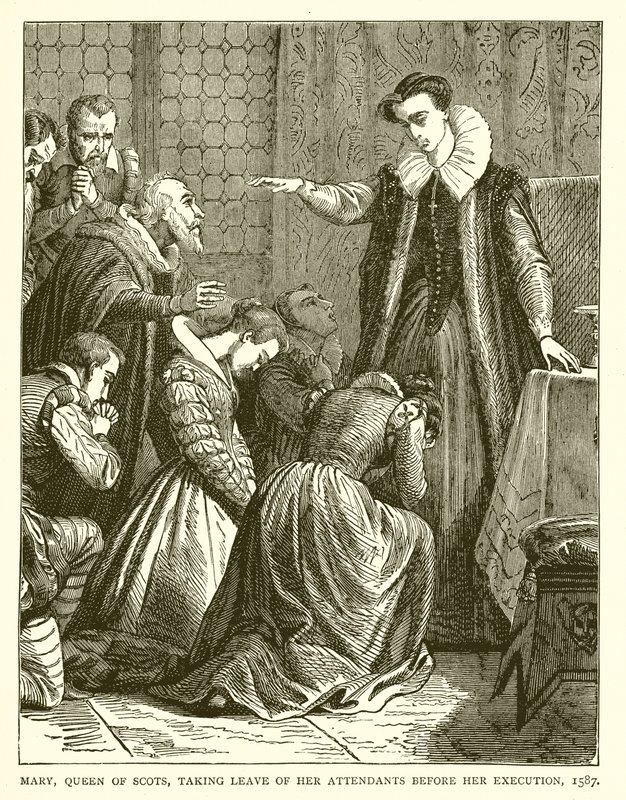 Mária, a skótok királynője, kivégzése előtt búcsút vesz kísérőitől, 1587 alkotó: English School