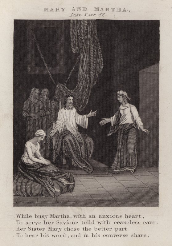 Mary és Martha, Luke X, ver 42 (metszet) alkotó: English School
