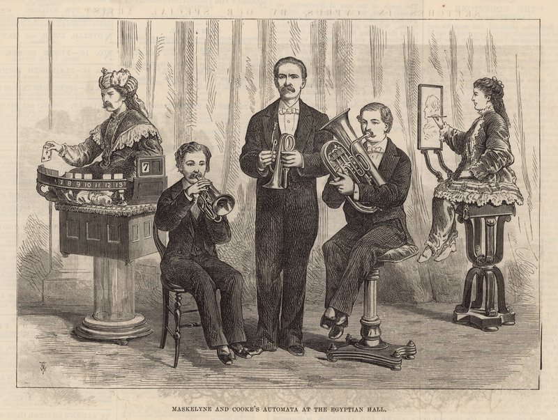 Maskelyne és Cookes automata az egyiptomi teremben alkotó: English School