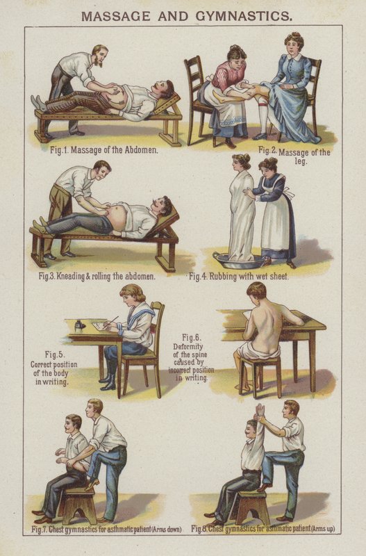 Masszázs és torna (színes litho) alkotó: English School